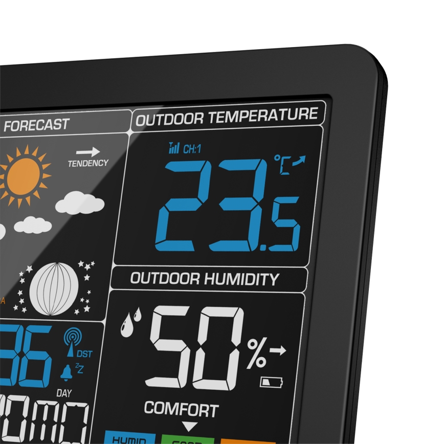 ELDONEX EWS-1010-BK - Orų stotis su LCD ekranu 2xAAA juoda