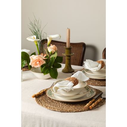 Elegantiškas 24 dalių indų rinkinys — kreminis/smėlinis/žalias/porcelianinis