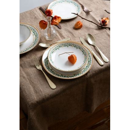 Elegantiškas 24 dalių indų rinkinys — kreminis/smėlinis/žalias/porcelianinis