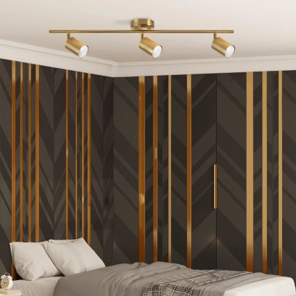 Elegantiškas auksinis taškinis šviestuvas GOLDIE 3xGU10/10W/230V