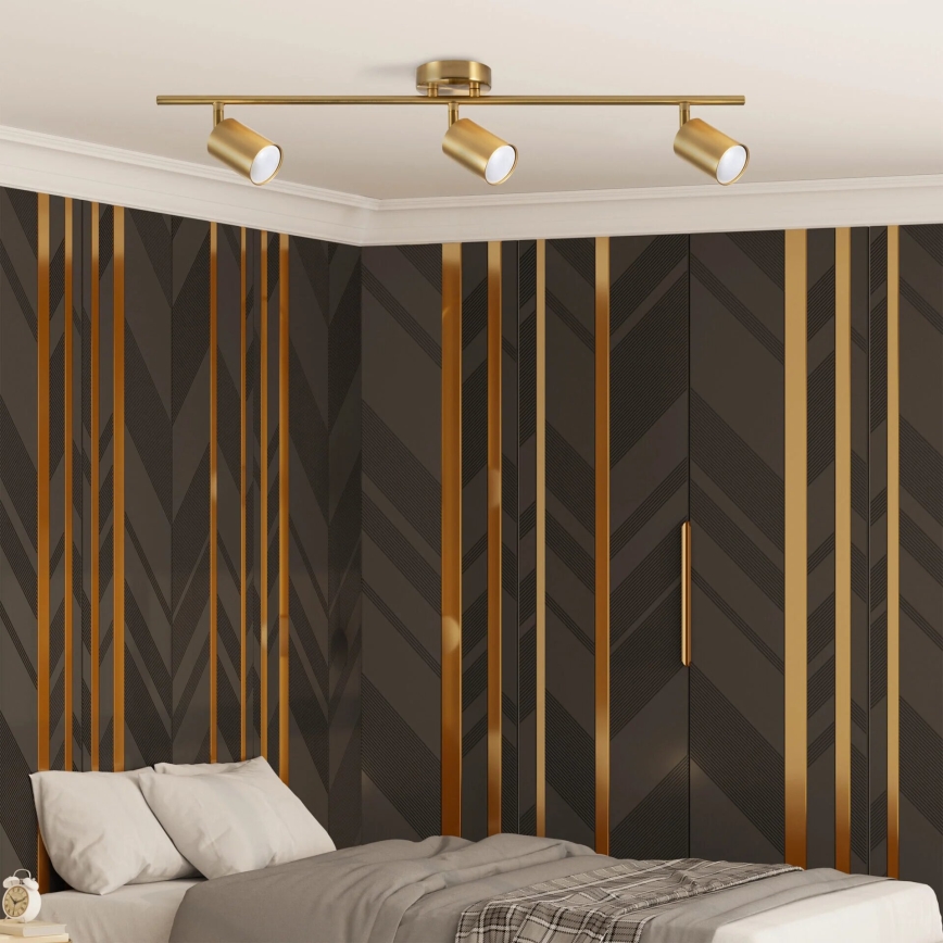 Elegantiškas auksinis taškinis šviestuvas GOLDIE 3xGU10/10W/230V