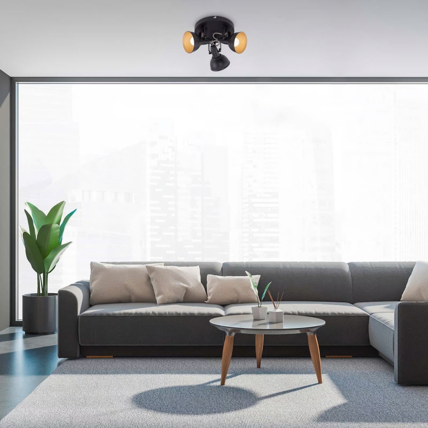 Elegantiškas taškinis šviestuvas 3xE14/40W/230V, juodas