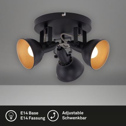 Elegantiškas taškinis šviestuvas 3xE14/40W/230V, juodas