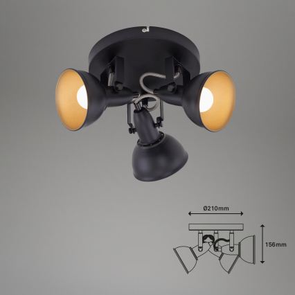 Elegantiškas taškinis šviestuvas 3xE14/40W/230V, juodas
