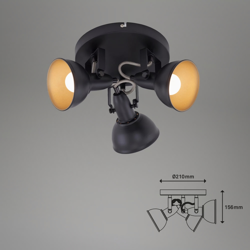 Elegantiškas taškinis šviestuvas 3xE14/40W/230V, juodas