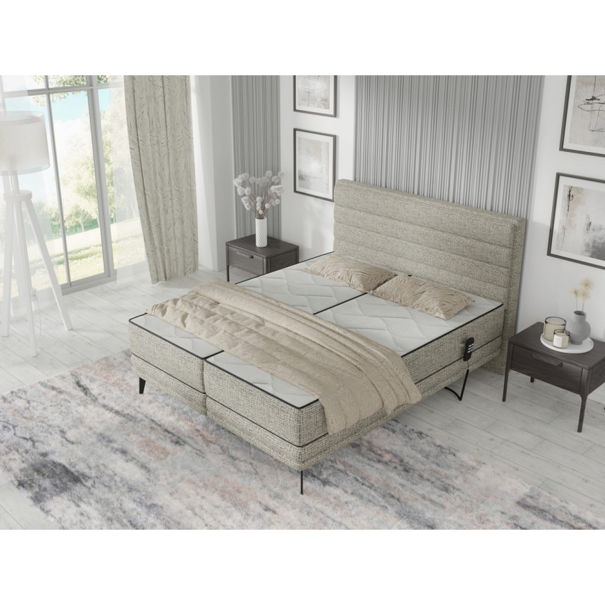 Elektrinė reguliuojama čiužiniais aptraukiama lova MILA 180x200 cm pilka