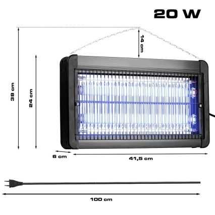 Elektrinė vabzdžių gaudyklė 2x10W/230V 100 m²