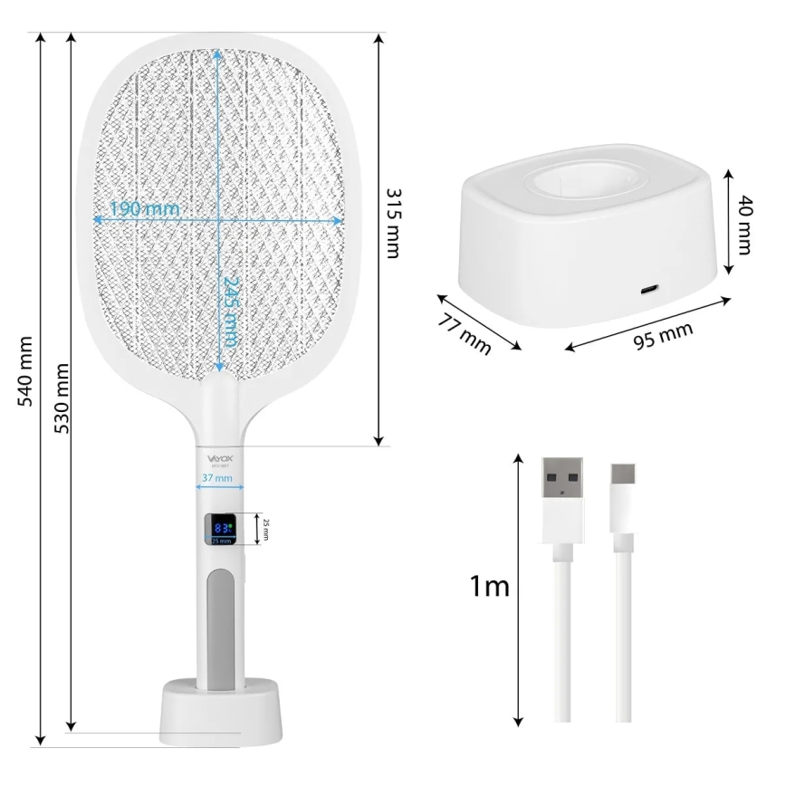 Elektriniai LED spąstai vabzdžiams 2in1 su LCD ekranu 1200 mAh/5V balta