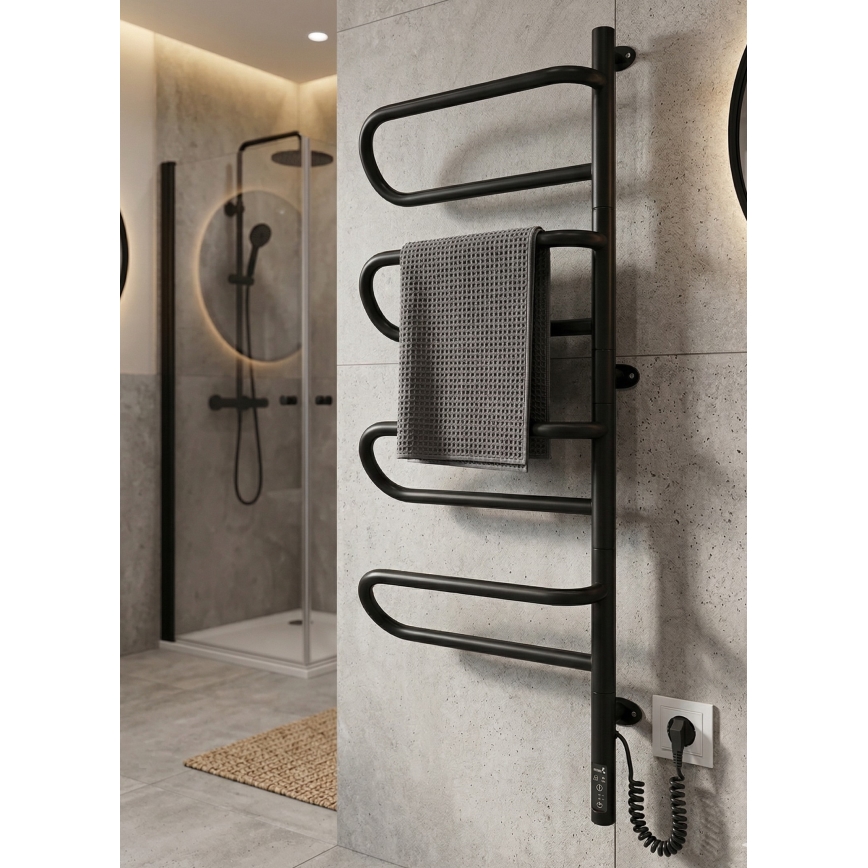 Elektrinis pasukamas rankšluosčių džiovintuvas ELECTRA 120W/230V 100x44,5 cm, nerūdijančio plieno/juodas, dešinė