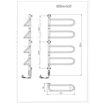 Elektrinis pasukamas rankšluosčių džiovintuvas ELECTRA 120W/230V 100x44,5 cm nerūdijančio plieno/chromuotas kairinis