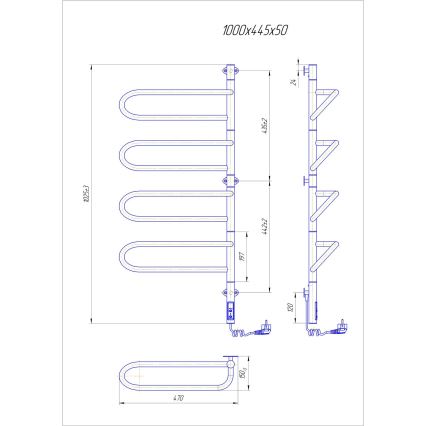 Elektrinis pasukamas rankšluosčių džiovintuvas ELECTRA 120W/230V 102,5x44,5 cm nerūdijančio plieno/chromas dešinysis
