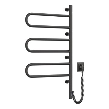 Elektrinis pasukamas rankšluosčių džiovintuvas su termostatu FOUETTE 120W 80x49 cm juodas