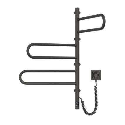 Elektrinis pasukamas rankšluosčių džiovintuvas su termostatu FOUETTE 120W 80x49 cm juodas