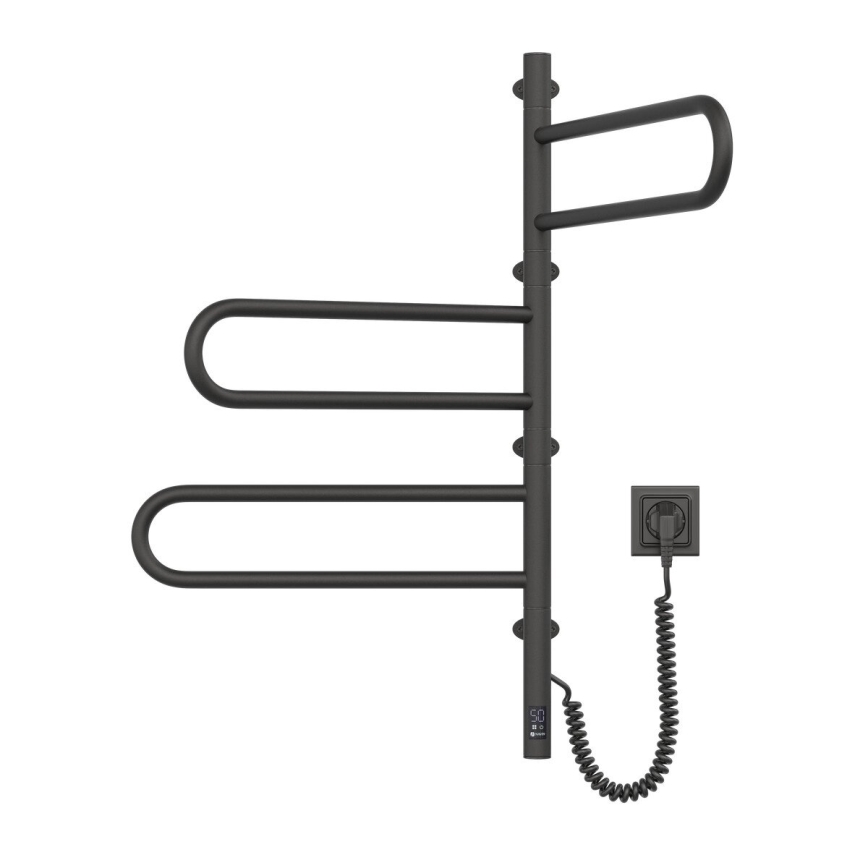 Elektrinis pasukamas rankšluosčių džiovintuvas su termostatu FOUETTE 120W 80x49 cm juodas