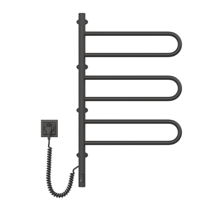 Elektrinis pasukamas rankšluosčių džiovintuvas su termostatu FOUETTE 120W 80x49 cm juodas
