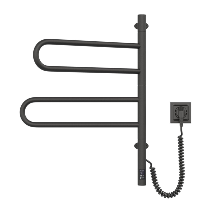 Elektrinis pasukamas rankšluosčių džiovintuvas su termostatu FOUETTE 60W 65x49 cm juodas