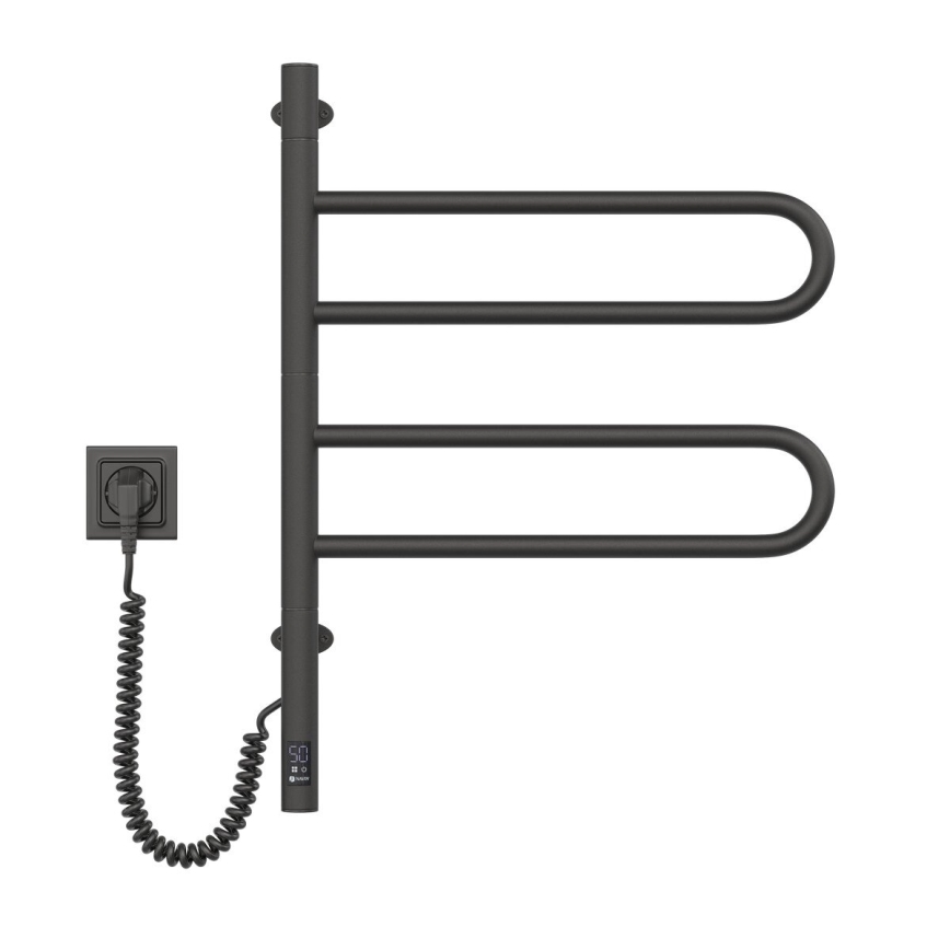 Elektrinis pasukamas rankšluosčių džiovintuvas su termostatu FOUETTE 60W 65x49 cm juodas
