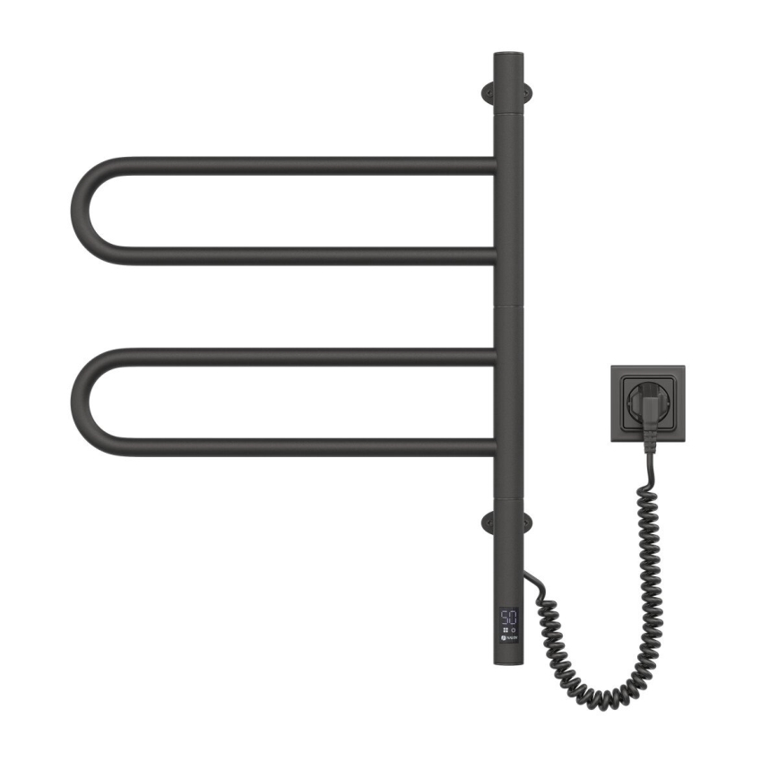 Elektrinis pasukamas rankšluosčių džiovintuvas su termostatu FOUETTE 60W 65x49 cm juodas