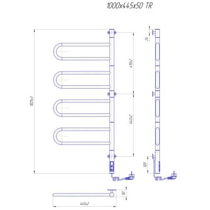 Elektrinis sukamas rankšluosčių džiovintuvas TRISTAR 105W/230V 102,5x44,5cm IP44 nerūdijančio plieno/blizgus chromas