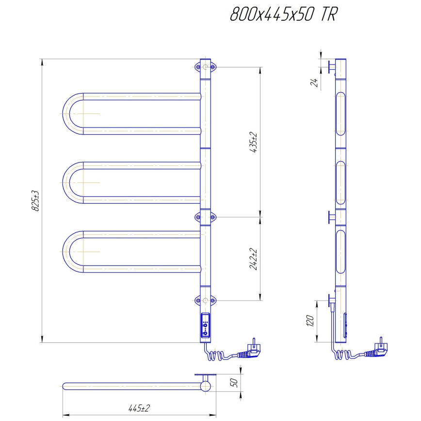 Elektrinis pasukamas rankšluosčių džiovintuvas TRISTAR 80W/230V 82,5x44,5 cm IP44 nerūdijančio plieno / blizgus chromas