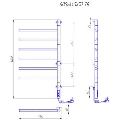 Elektrinis sukamas rankšluosčių džiovintuvas VEER 80W/230V 82,5x44,5 cm nerūdijančio plieno/juodas