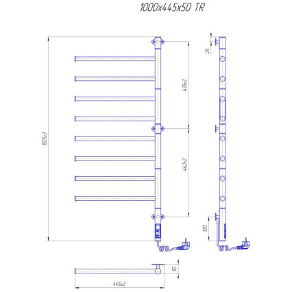Elektrinis pasukamas rankšluosčių džiovintuvas VEER 95W/230V 102,5x44,5 cm nerūdijančio plieno/blizgus chromas