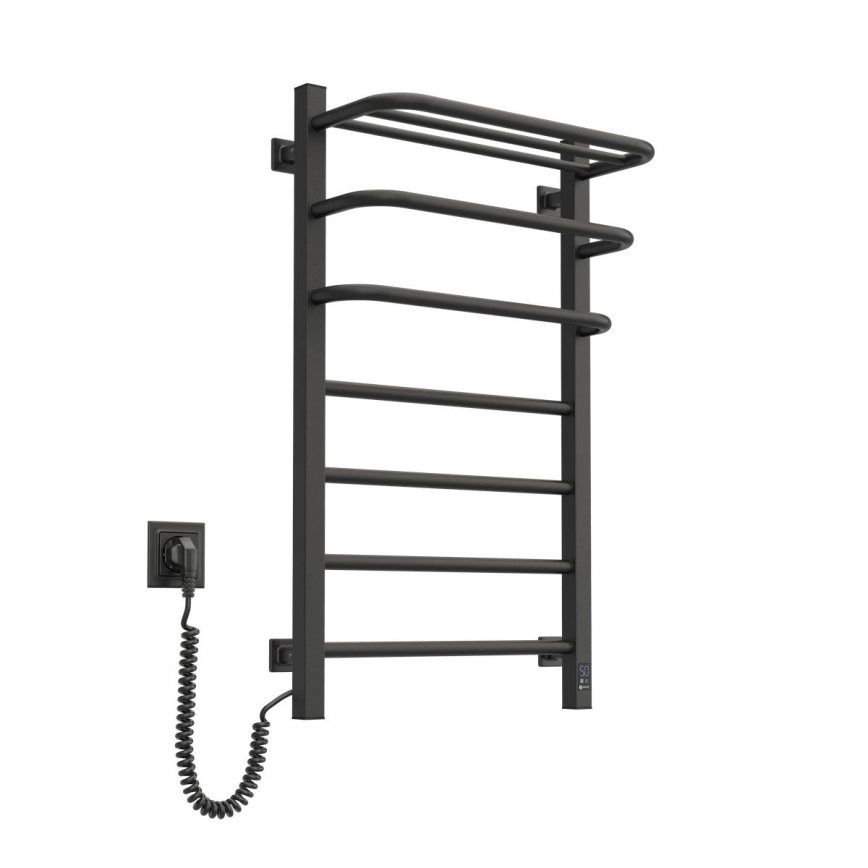 Elektrinis rankšluosčių džiovintuvas su termostatu FORTIS 155 W 80 x 48 cm, juodas, kairinis