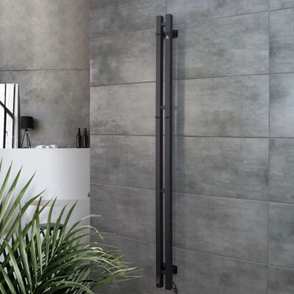 Elektrinis rankšluosčių džiovintuvas su termostatu SILOUETTE 106 W, 150x9 cm, juodas, dešinysis