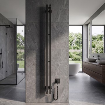 Elektrinis rankšluosčių džiovintuvas su termostatu SILOUETTE 106W 150x9 cm, juodos spalvos, dešinės pusės