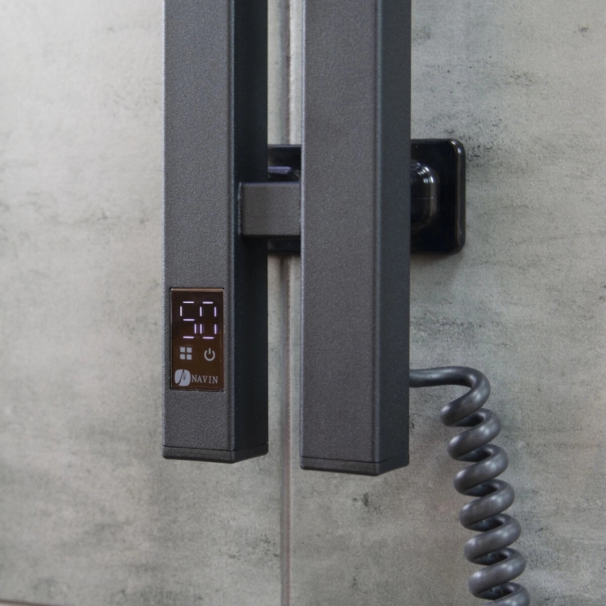 Elektrinis rankšluosčių džiovintuvas su termostatu SILOUETTE 187W/230V 120,6 cm IP44 juoda dešinė kampinis