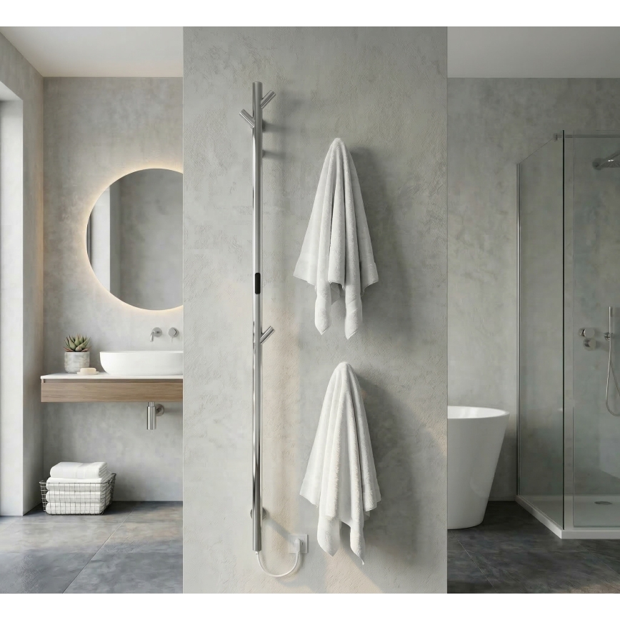 Elektrinis strypinis rankšluosčių džiovintuvas, blizgus chromas