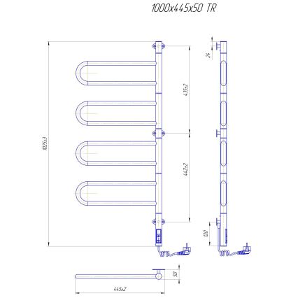 Elektrinis pasukamas rankšluosčių džiovintuvas TRISTAR 105W/230V 102,5x44,5 cm IP44 nerūdijančio plieno/juodas