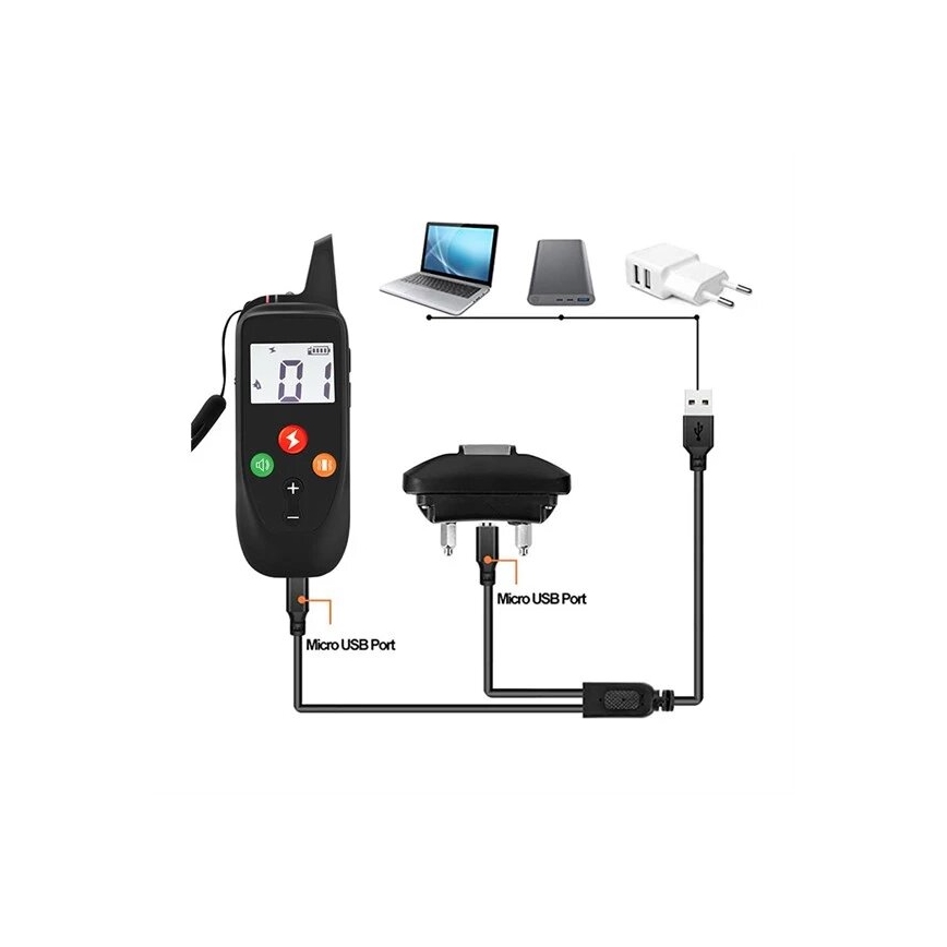 Elektrinis šunų dresūros antkaklis 52cm 500m 3,7V 300 mAh IP67