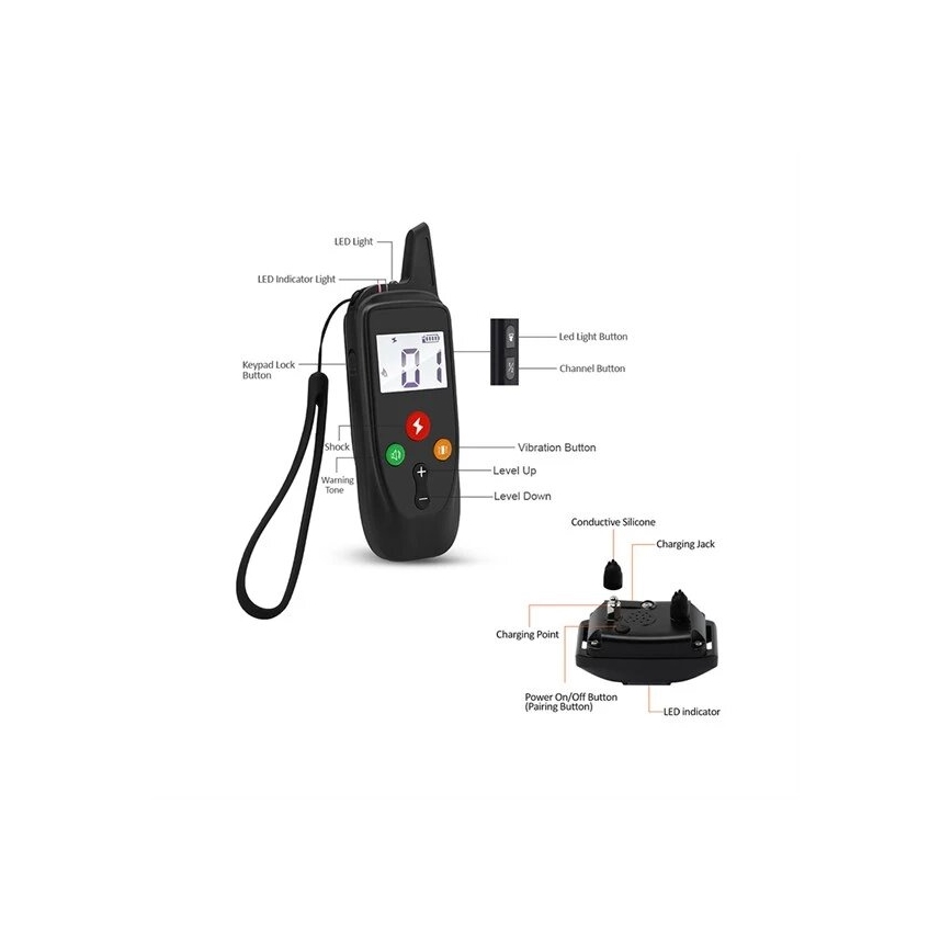Elektrinis šunų dresūros antkaklis 52cm 500m 3,7V 300 mAh IP67