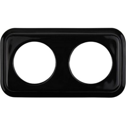 Elhard - Dvigubas keraminis retro sieninis lizdas su SCHUKO rėmeliu 230V juodas