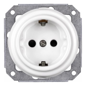 Elhard - Keraminė retro namų rozetė be rėmelio SCHUKO 230 V balta