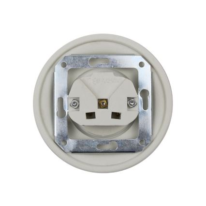 Elhard - Keraminė retro namų rozetė be rėmelio SCHUKO 230 V balta
