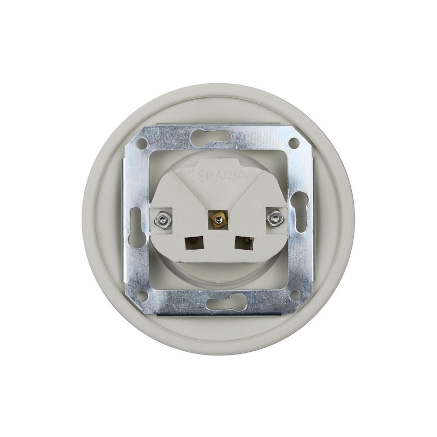 Elhard - Keraminė retro namų rozetė be rėmelio SCHUKO 230 V balta
