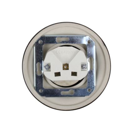 Elhard - Keraminė retro namų rozetė be rėmelio SCHUKO 230V juoda