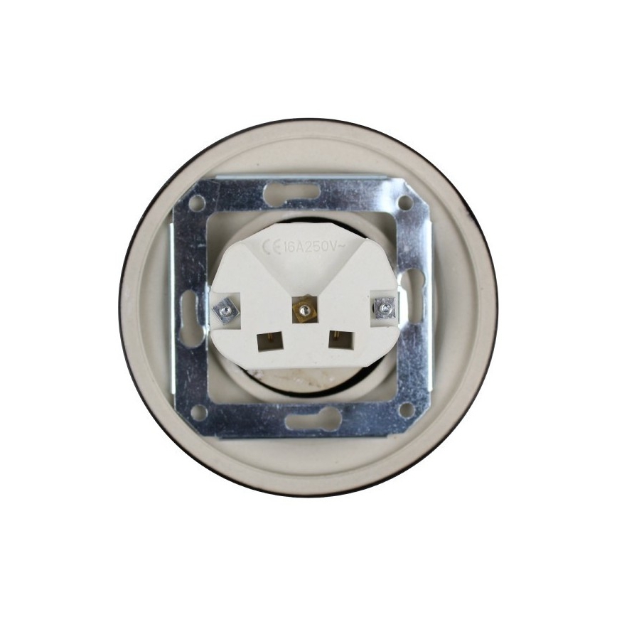 Elhard - Keraminė retro namų rozetė be rėmelio SCHUKO 230V juoda