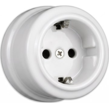 Elhard - Keraminė retro namų rozetė SCHUKO 230V balta