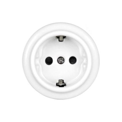 Elhard - Keraminė retro namų rozetė SCHUKO 230V balta