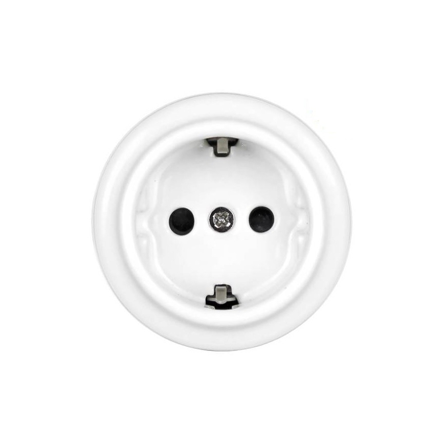 Elhard - Keraminė retro namų rozetė SCHUKO 230V balta