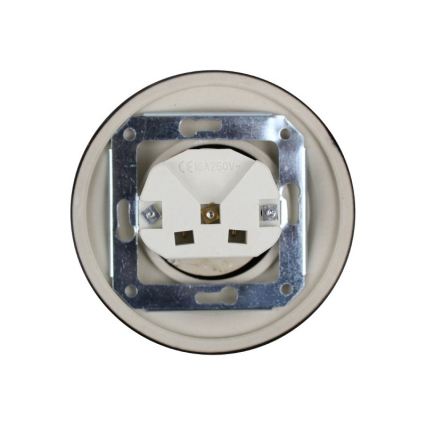 Elhard - Keraminė retro namų rozetė su rėmeliu SCHUKO 230V juoda