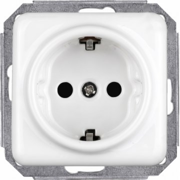 Elhard - keraminė retro rozetė namams be rėmelio SCHUKO 230 V balta