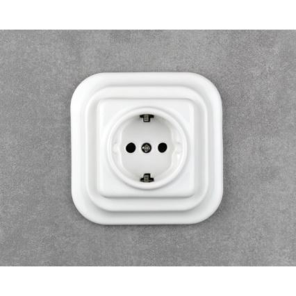 Elhard - keraminė retro rozetė namams be rėmelio SCHUKO 230 V balta