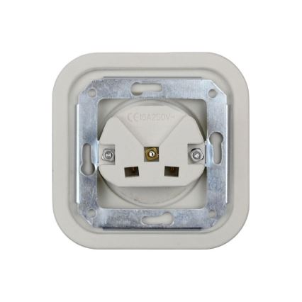 Elhard - keraminė retro rozetė namams be rėmelio SCHUKO 230 V balta