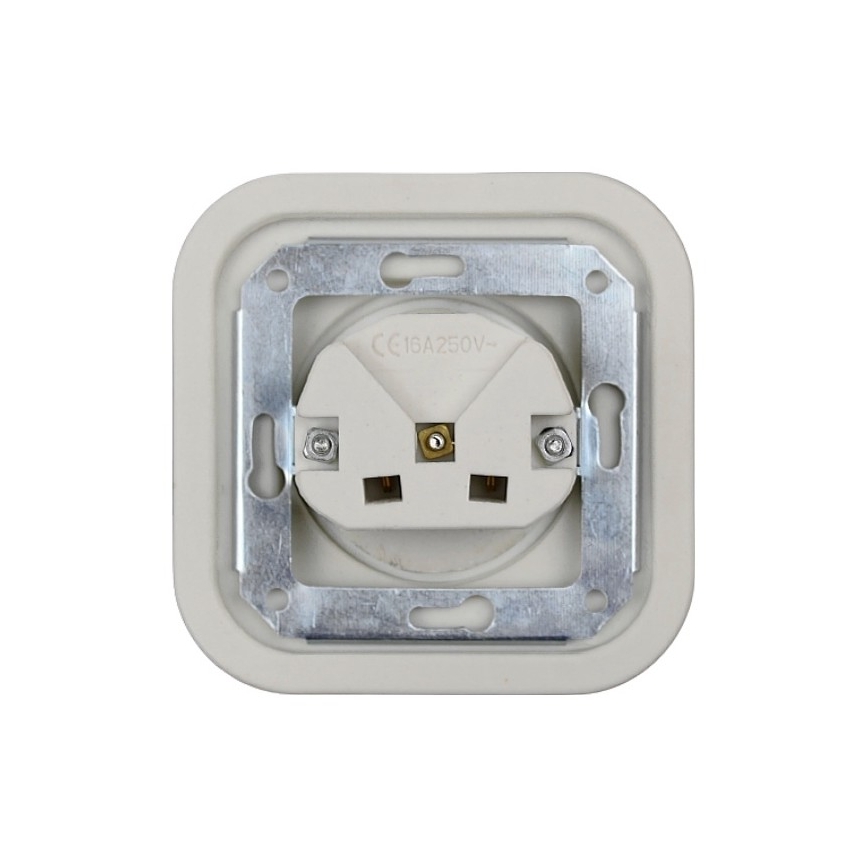 Elhard - keraminė retro rozetė namams be rėmelio SCHUKO 230 V balta