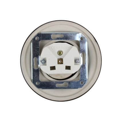 Elhard - Keraminė retro rozetė namams su rėmeliu 230V juoda