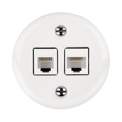 Elhard - Keraminis retro duomenų lizdas 2xRJ45 baltas